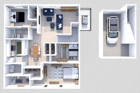 Floor plan for 3 beds, 2 baths, 1368 sqft
